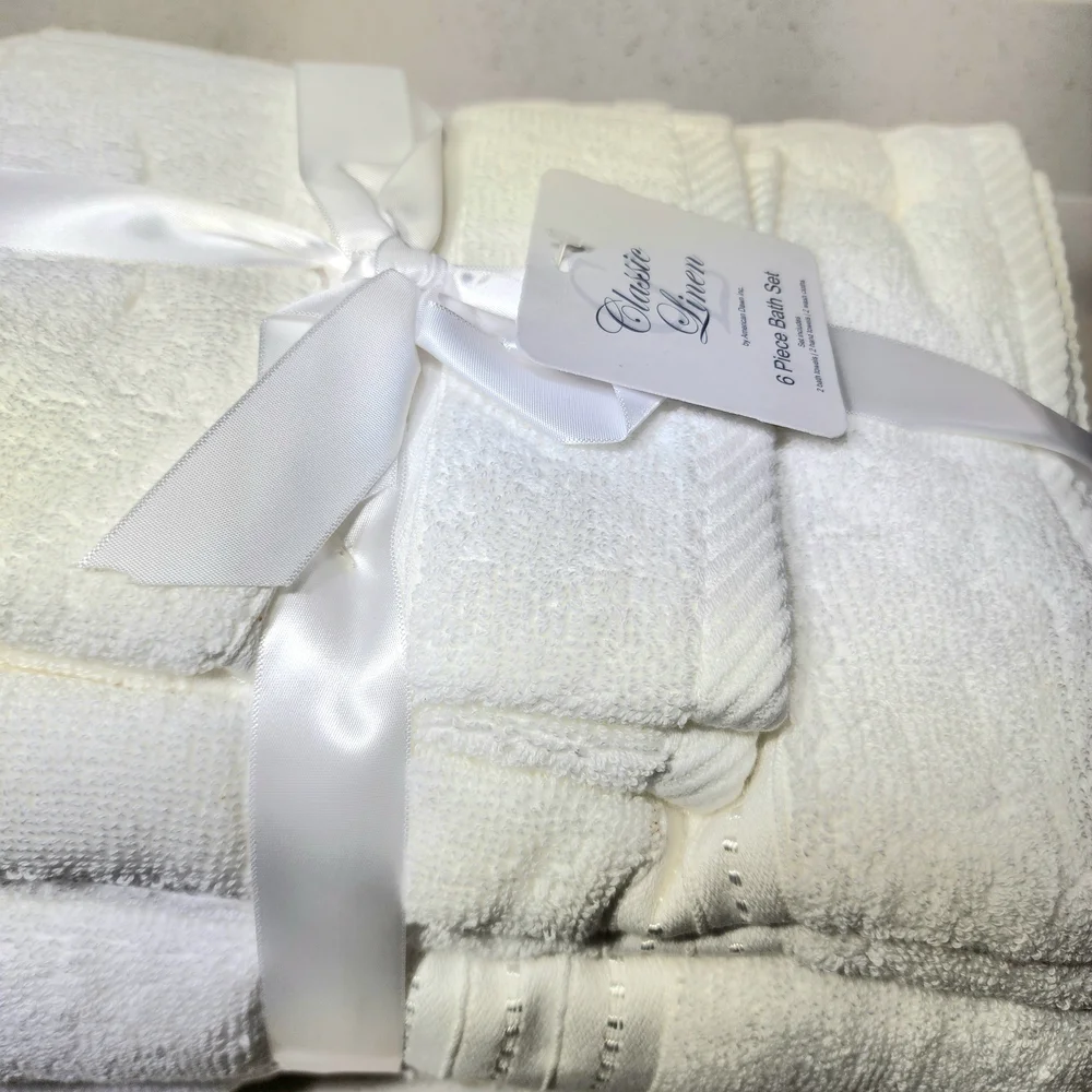 Luxury White 6 Pc Towel Set New With Tags
